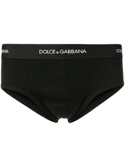 Dolce & Gabbana Waistband Logo Briefs In Black