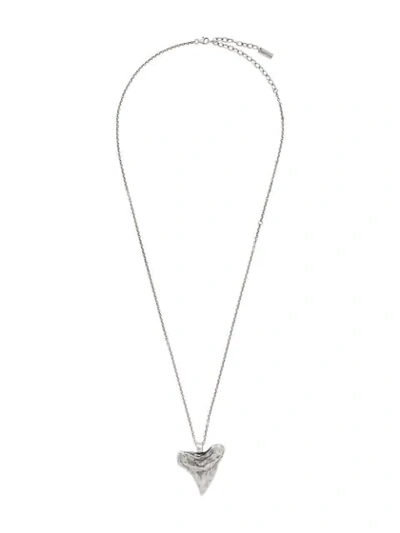 Saint Laurent Shark's Tooth Pendant Necklace In Silver