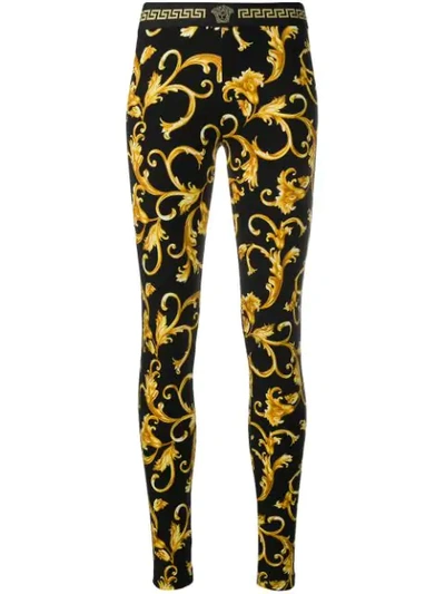 Versace Leggings Mit Barockem Print - Schwarz In Black