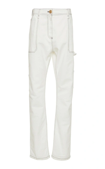 Versace Denim Straight Leg Pant In White