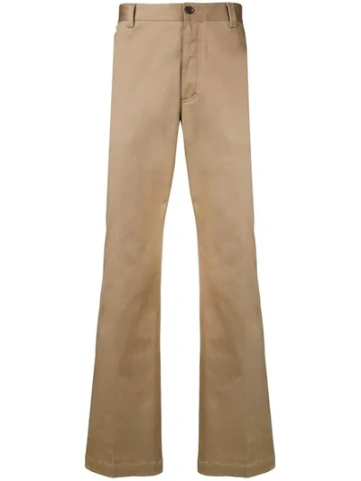 Versace High Waisted Wide Leg Trousers In Neutrals