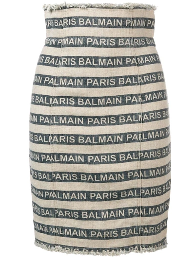 Balmain Paris Striped Skirt In Gay Fice