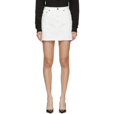 Saint Laurent Short Denim Skirt In 9001 White