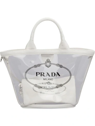 Prada Logo Print Tote Bag - Neutrals