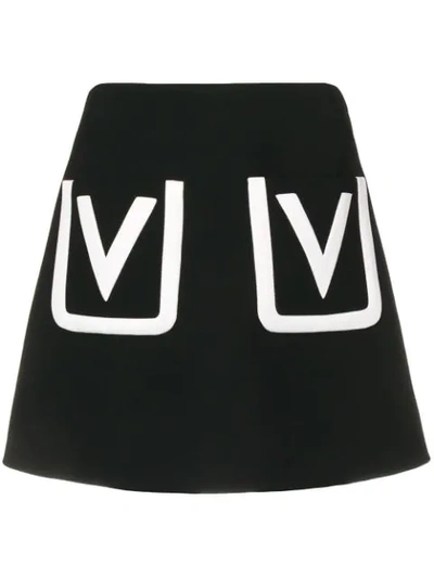 Valentino V Pocket Mini Skirt In Black
