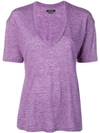 Isabel Marant Maree V-neck Linen T-shirt In Purple