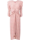 Isabel Marant Ruched Embroidered Dress In Pink