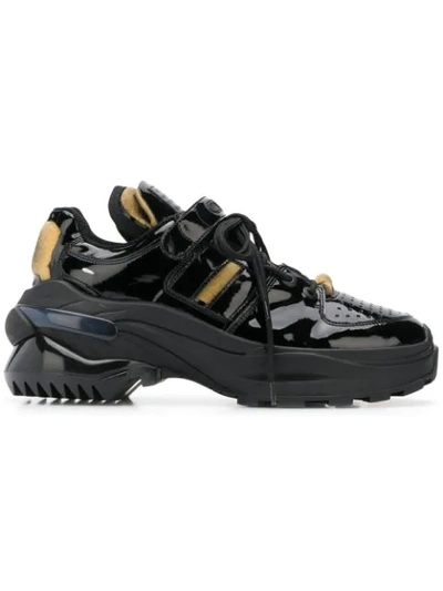 Maison Margiela Men's Retrofit Leather Trainer Sneakers In Black