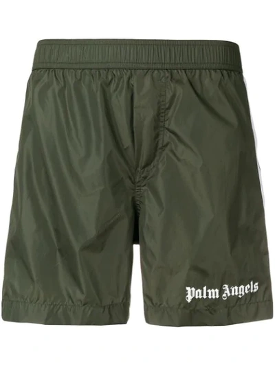 Palm Angels Beach Shorts In Green
