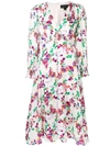 Saloni Floral Print Midi Dress In White