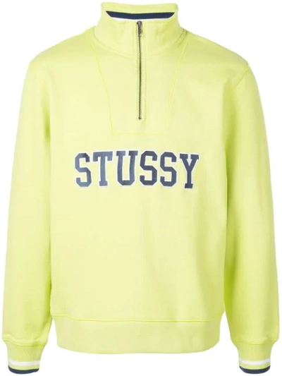 Stussy High Neck Logo Sweatshirt In Green