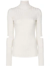 Helmut Lang Cut Out Elbows Knitted Sweatshirt - Neutrals