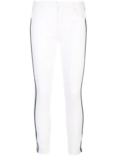 Mother Side Stripes Skinny Jeans In White