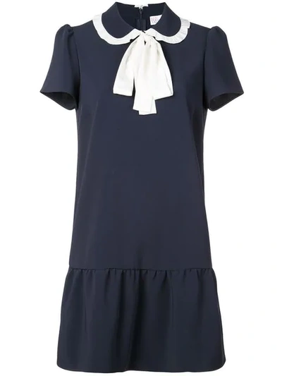 Red Valentino Tied Collar Mini Dress In Blue