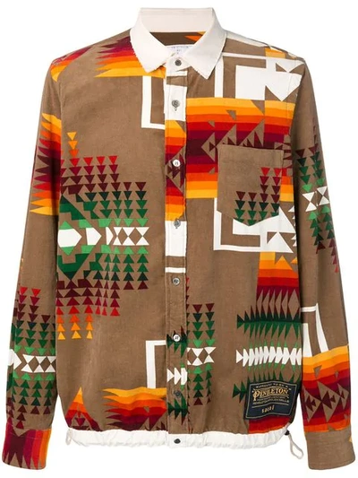 Sacai Navajo-style Print Overshirt In Brown
