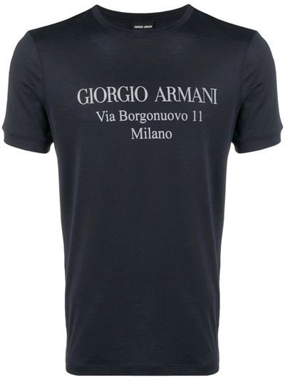 Giorgio Armani Logo Print T-shirt In Blue
