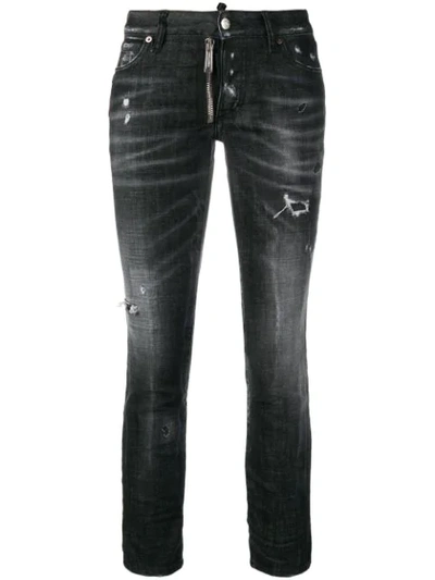 Dsquared2 Runway Straight Cropped Jeans In Black