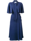 Valentino Cape Sleeve Midi Dress In Blue