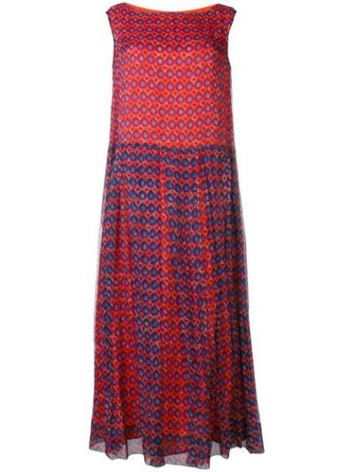 Aspesi Geometric Print Maxi Dress In Red