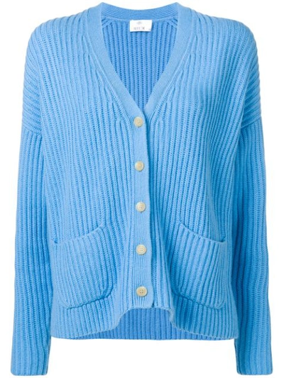 Allude Ribbed Knit Cardigan In Blue