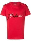 Balmain Men's Logo Signature T-shirt In Aa Rouge