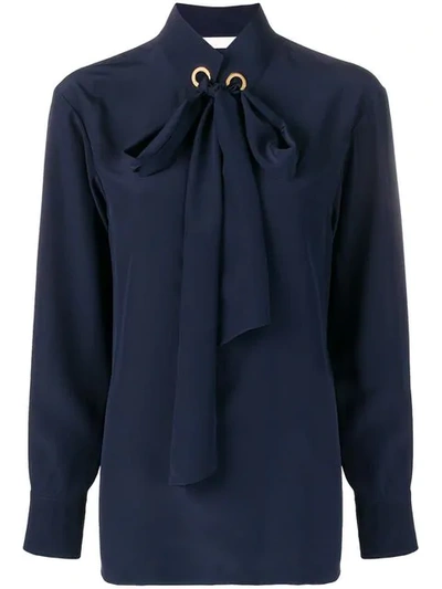 Chloé Pussy Bow Blouse In Blue