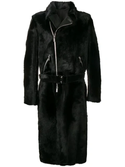 Emporio Armani Zipped Mid-length Coat In Black