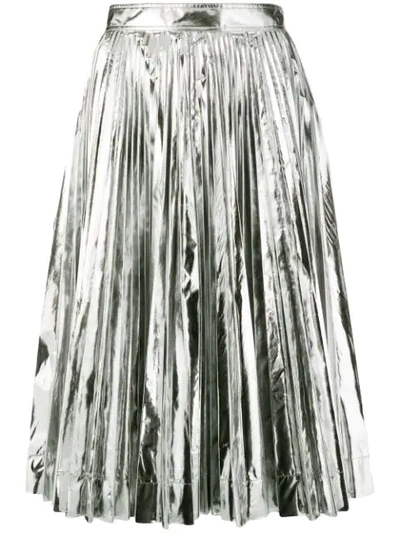 Calvin Klein 205w39nyc Metallic Pleated Skirt In Silver