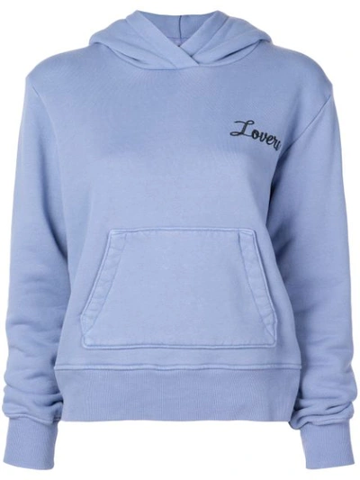 Amiri Lovers Embroidered Hoodie In Blue