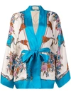 Gucci Floral Print Kimono Jacket In Neutrals