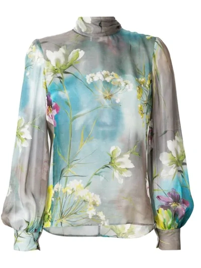 Blumarine Floral Print Blouse - Grey