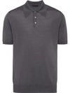 Prada Knitted Polo Shirt In Grey