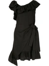 Goen J Ruffle-trimmed Wrap Dress In Black