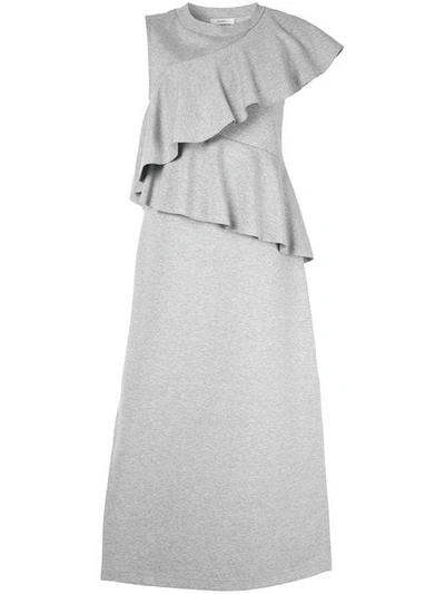 Goen J Ruffle-trimmed Midi Dress In Grey