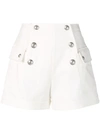 Balmain High-rise Cotton-tweed Shorts In White