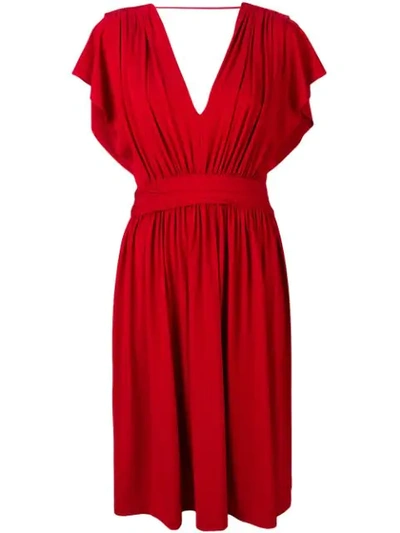 Alberta Ferretti Flared Cocktail Dress In Red