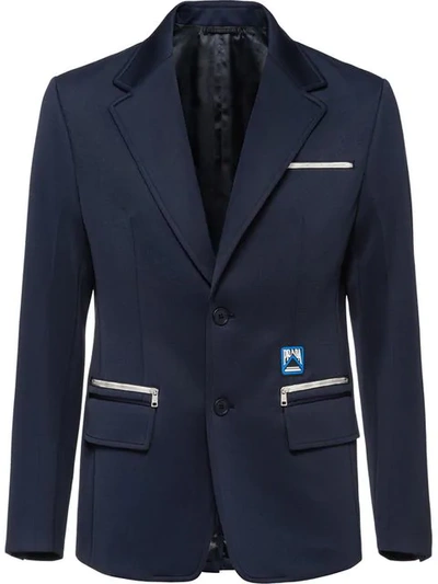 Prada Technical Jersey Jacket In Blue