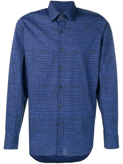Prada Checked Shirt In Blue