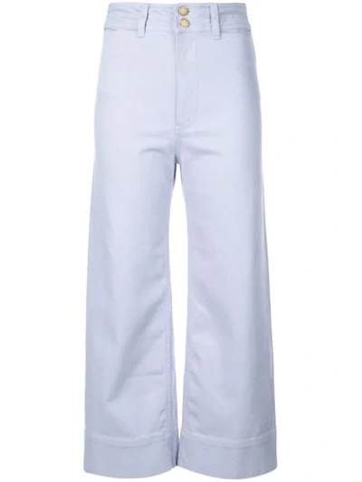 Apiece Apart Cropped Straight-cut Trousers In Blue