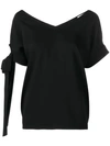 P.a.r.o.s.h Straps On Sleeve Blouse In Black