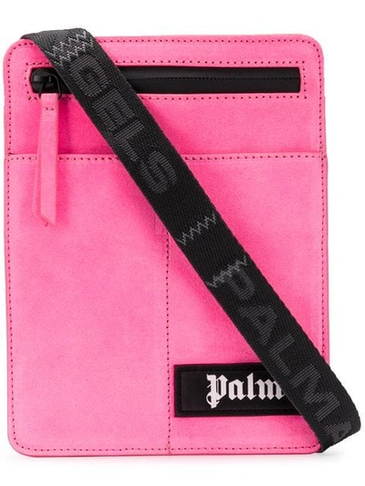 Palm Angels Logo Patch Suede Crossbody Bag In Pink