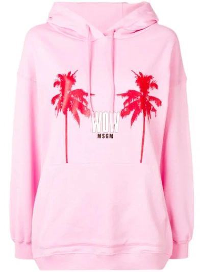 Msgm Palm Tree Hoodie In Pink