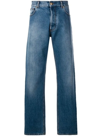 Versace Baggy Straight Jeans In Blue