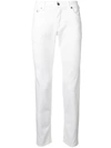 Dolce & Gabbana White Straight Leg Cotton Trousers In Weiss