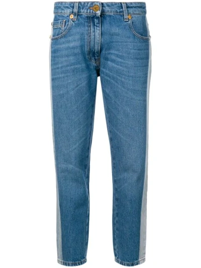 Versace Contrast Stripe Jeans In Blue