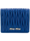 Miu Miu Portemonnaie Aus Matelassé-leder In Blue