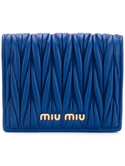 Miu Miu Portemonnaie Aus Matelassé-leder In Blue