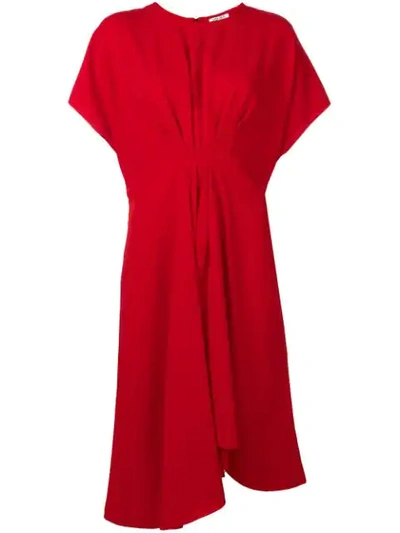 Kenzo Gathered Front Dress In Red