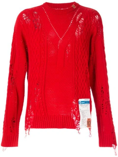 Miharayasuhiro Distressed Jumper In Red