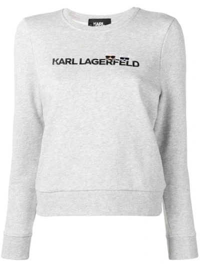 Karl Lagerfeld Embroidered Logo Sweatshirt In Grey